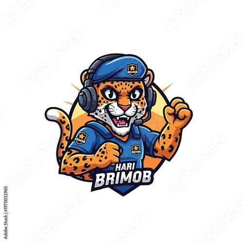 Leopard esports mascot wearing headset and uniform