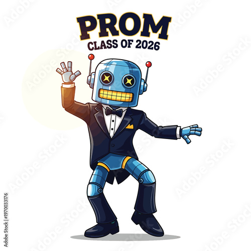 Prom 2026 Robot Mascot in Suit