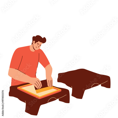 Local Market screen printing illustration