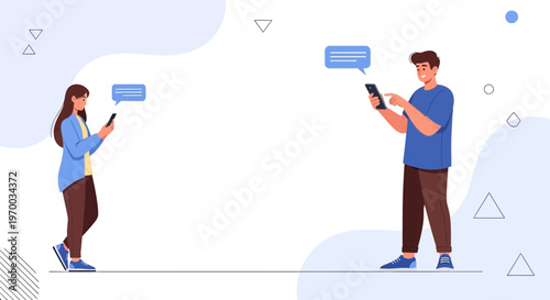 Couple texting on phones, communicating via messages, social media connection