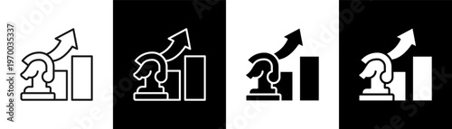 Growth Strategy Icon Of Line Black And White Style Vector Illustrationn