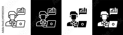 Business Consultant Icon Of Line Black And White Style Vector Illustrationn