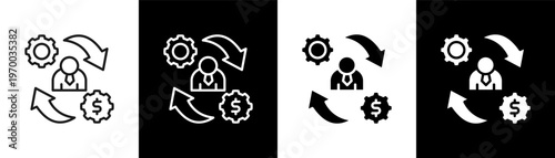 Change Management Icon Of Line Black And White Style Vector Illustrationn