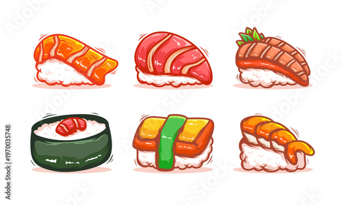 Cartoon Sushi and Nigiri Set