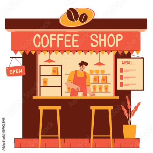 Local Market coffeeshop illustration