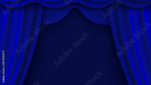 Blue velvet curtain with spotlight blue background