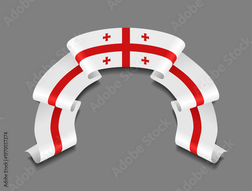 Georgian flag circular wavy ribbon, symbolizing national pride, ideal for patriotic badges, certificates, or cultural design themes. Vector illustration.