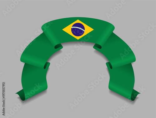 Fotografie Brazilian flag circular wavy ribbon, symbolizing national pride, ideal for patriotic badges, certificates, or cultural design themes