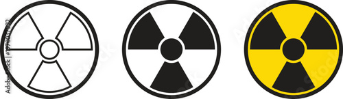 Radiation symbol icon set. Nuclear symbols. warning sign of dangerous radiation. Radiology icon emblem. ionizing radio in circle.