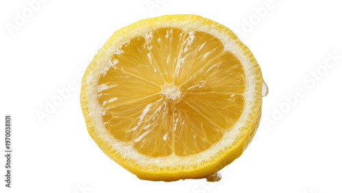 Quadro su tela Juicy yellow lemon half, revealing pulpy segments and refreshing citrus zest
