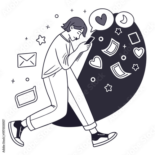 Social Media Addiction Concept Vector Illustration
