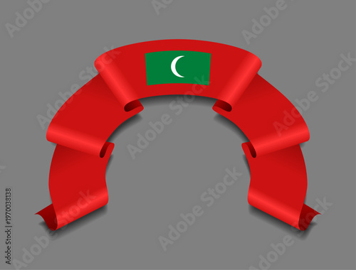 Maldives flag circular wavy ribbon, symbolizing national pride, ideal for patriotic badges, certificates, or cultural design themes. Vector illustration.