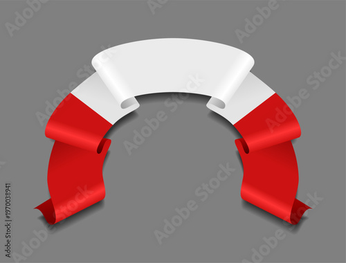 Peruvian flag circular wavy ribbon, symbolizing national pride, ideal for patriotic badges, certificates, or cultural design themes. Vector illustration.