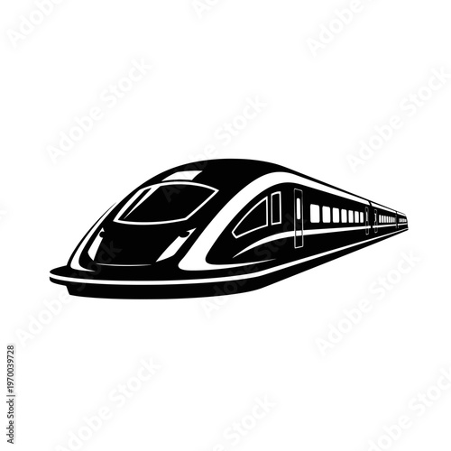 Sleek Black and White High Speed Train Illustration.