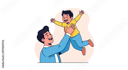 A happy man holding a joyful child on International Children's Day to raise awareness for donor conception.