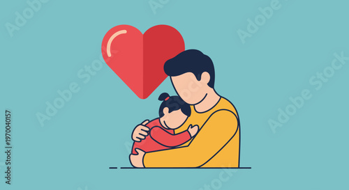International donor conception awareness day illustration of a man holding a baby