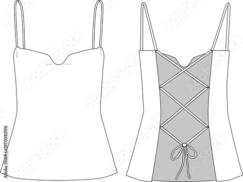 open back top blouse with tie back vector