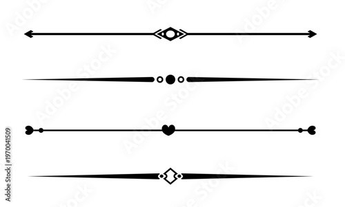 Set of Vintage decorative lines. text dividers. Line border. Lines separators, Borders, Vintage dividers, Underline elements. Vector illustration