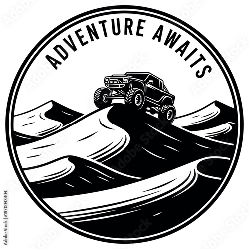 Off-road adventure awaits: rugged vehicle on desert sand dunes