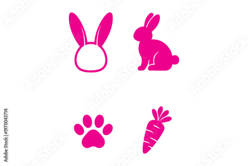 Simple black and white illustration of rabbit ears and face outline