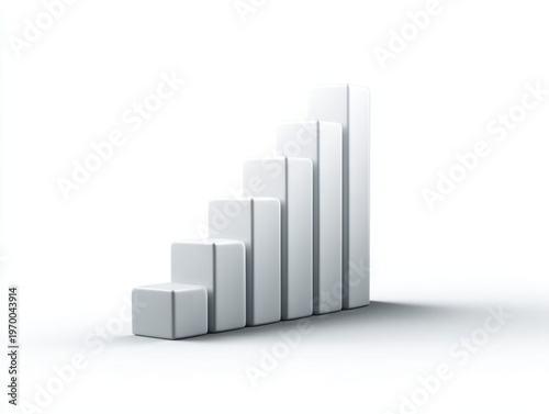 Minimalist design of white 3D bar graph representing growth and progress on a clean background for business and finance concepts Free Download Minimalist design of white 3D bar graph representing growth and progress on a clean background for business and finance concepts - GFXLoad