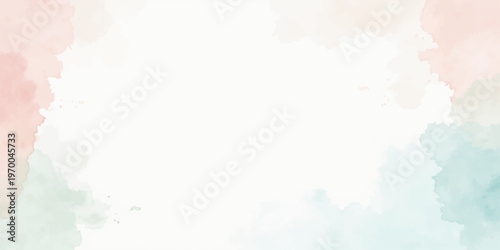 Hand painted abstract watercolor background featuring blue sky clouds and fluffy white textures with bright splashes on paper to create a beautiful airy atmosphere