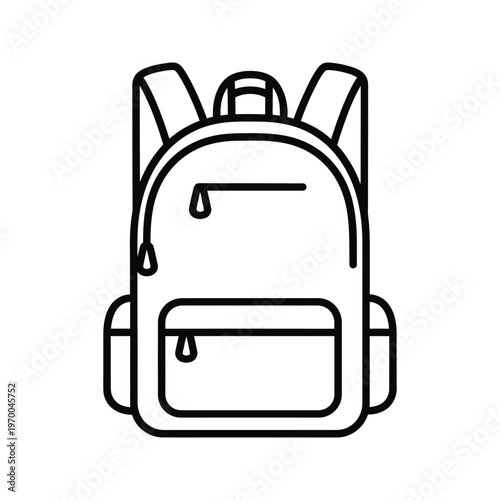 Backpack icon for school, travel, and outdoor adventures, simple line art vector