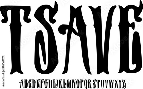 Vintage Psychedelic Serif Font Alphabet – Groovy Distorted Logo Typeface with Retro Curved Letterforms for 70s Inspired Branding, Music Posters, Album Covers, and Creative Typography Projects