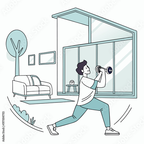 Home Workout Fitness Lifestyle Vector Illustration