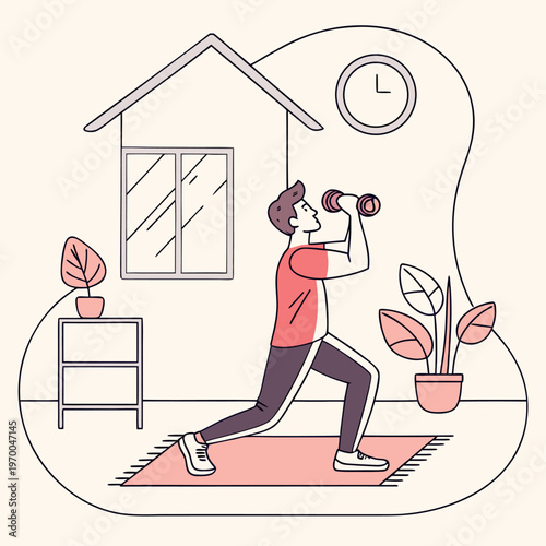Home Workout Fitness Lifestyle Vector Illustration