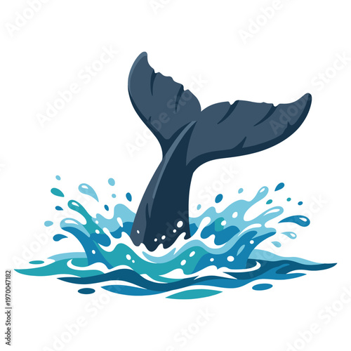 An illustration of a whale tail splashing in the ocean waters