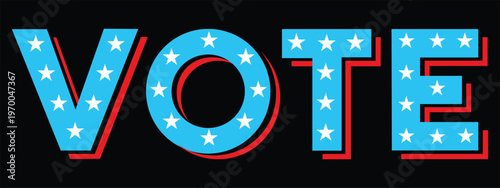 VOTE word with stars and stripes pattern for American election concept