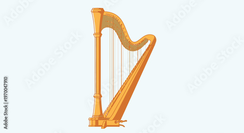 Golden Harp Instrument Music Symbol Classical Stringed Harp