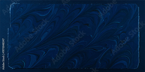 A dark blue fabric design featuring a grunge leather and crumpled jeans texture with a purple paint illustration backdrop for a textured material wallpaper