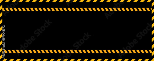 Warning yellow black red diagonal stripes line. Safety stripe warning caution hazard danger road vector sign symbol. Long danger ribbon. Vector illustration on white background. EPS file 112.