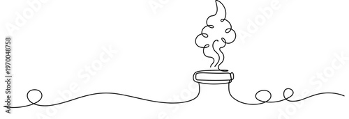 Small bottle with rising smoke drawn in single continuous line, none editable strokes
