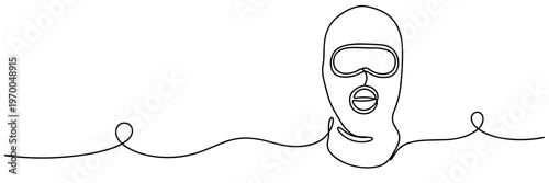 Diver wearing mask floating on wavy line surface, none editable strokes