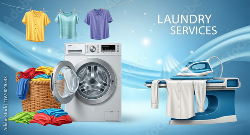 Premium Realistic Laundry Service Vector Background