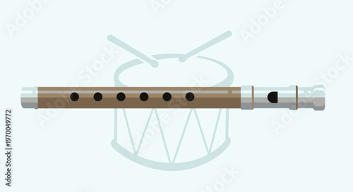 Flute Instrument with Drum Background