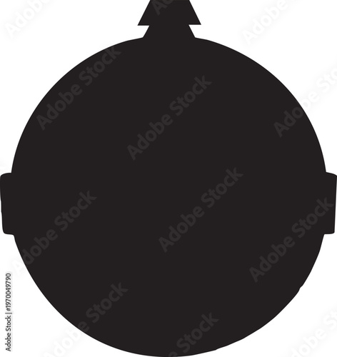 Black cauldron silhouette with lid on white background symbolizing magic and mystery in a dark isolated setting