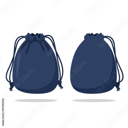 Blue Drawstring Backpacks Set Vector Illustration