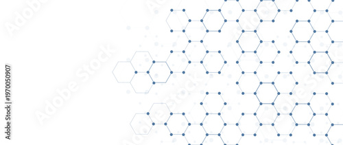 Modern hexagonal grid technology background with digital connection nodes and clean abstract science pattern