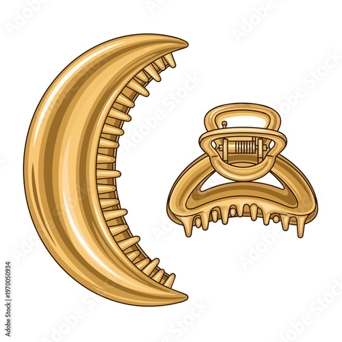 Set of Two Elegant Gold Hair Claw Clips for Stylish Hairstyles