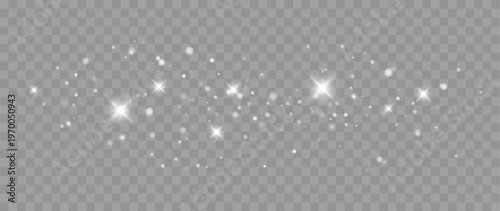 Magic glitter sparkle overlay with glowing light particles and festive bokeh effect isolated