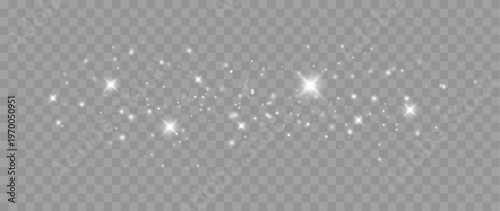 Abstract shining stars and dust particles overlay with soft glow effect on transparent background