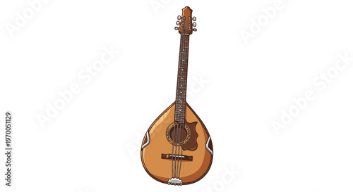 Mandolin Instrument on White Background