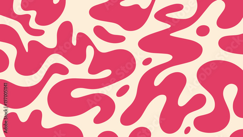 Foto Pink abstract background with organic shapes and evergreen motifs