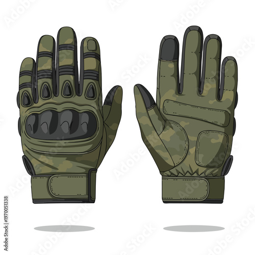 Tactical Military Gloves with Camouflage Pattern and Protective Knuckle Armor