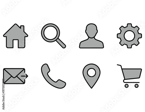 Thin Line Minimal Icon Set Modern Black and White Color