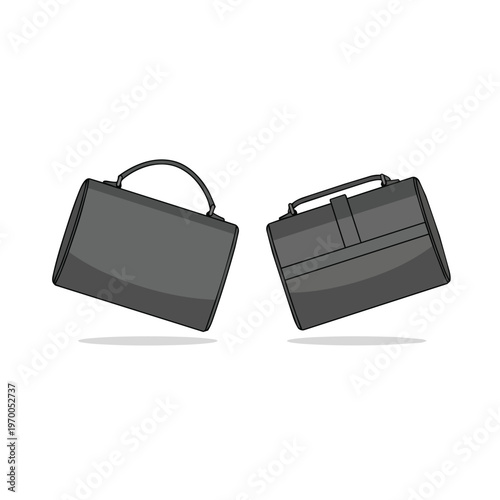 Vector illustration of two grey leather briefcases or business bags